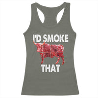 Funny BBQ Racerback Tank Top I'd Smoke That Cow Beef Chef Butcher Cook