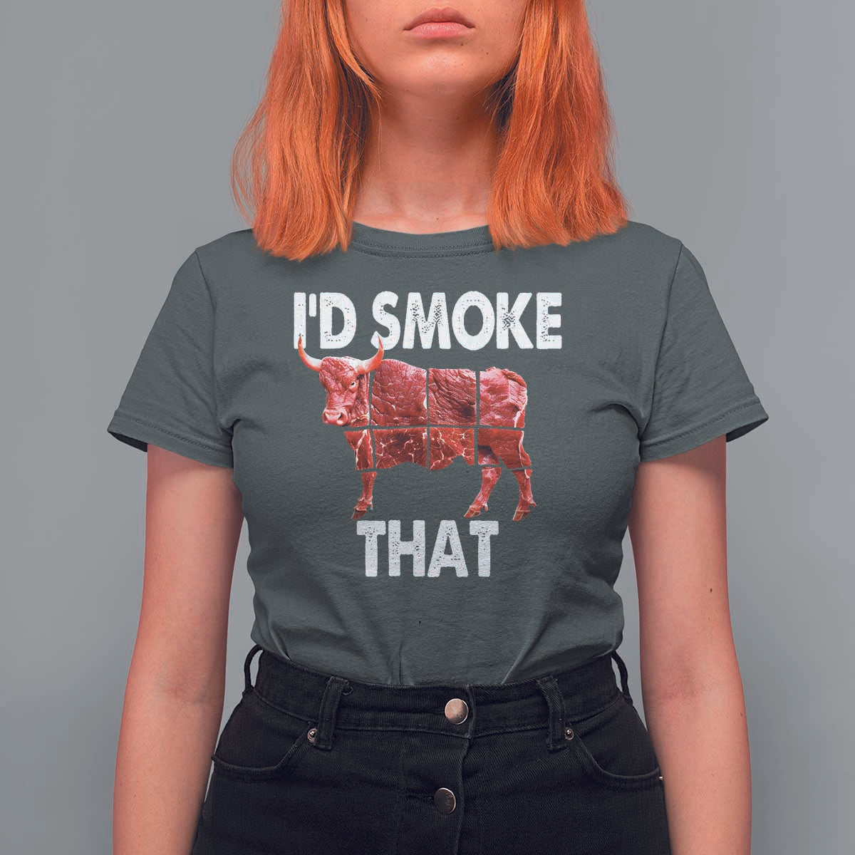 Funny BBQ T Shirt For Women I'd Smoke That Cow Beef Chef Butcher Cook - Wonder Print Shop