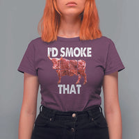 Funny BBQ T Shirt For Women I'd Smoke That Cow Beef Chef Butcher Cook - Wonder Print Shop