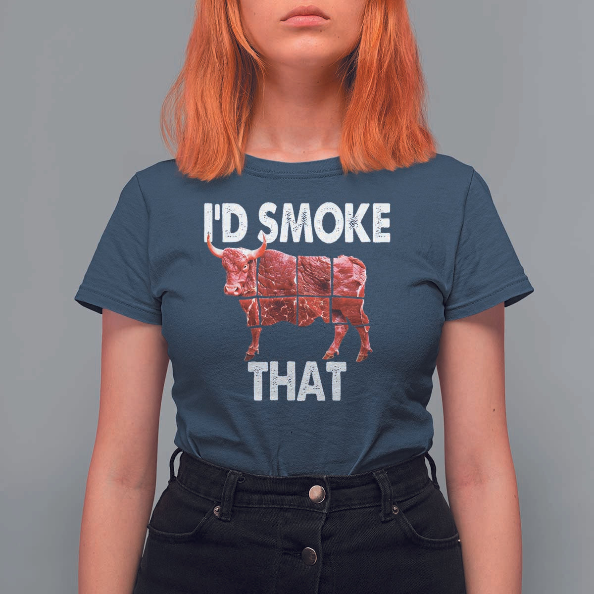 Funny BBQ T Shirt For Women I'd Smoke That Cow Beef Chef Butcher Cook - Wonder Print Shop