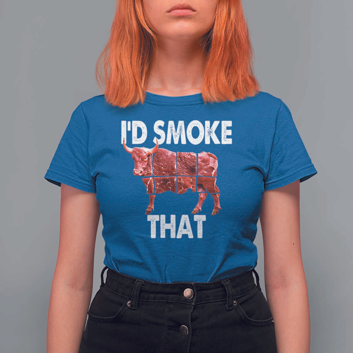 Funny BBQ T Shirt For Women I'd Smoke That Cow Beef Chef Butcher Cook - Wonder Print Shop