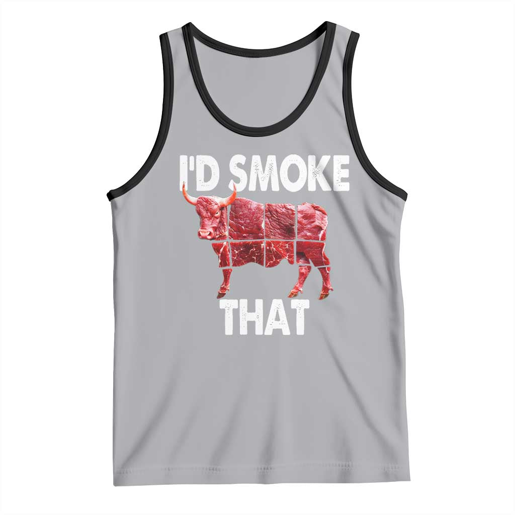 Funny BBQ Tank Top I'd Smoke That Cow Beef Chef Butcher Cook