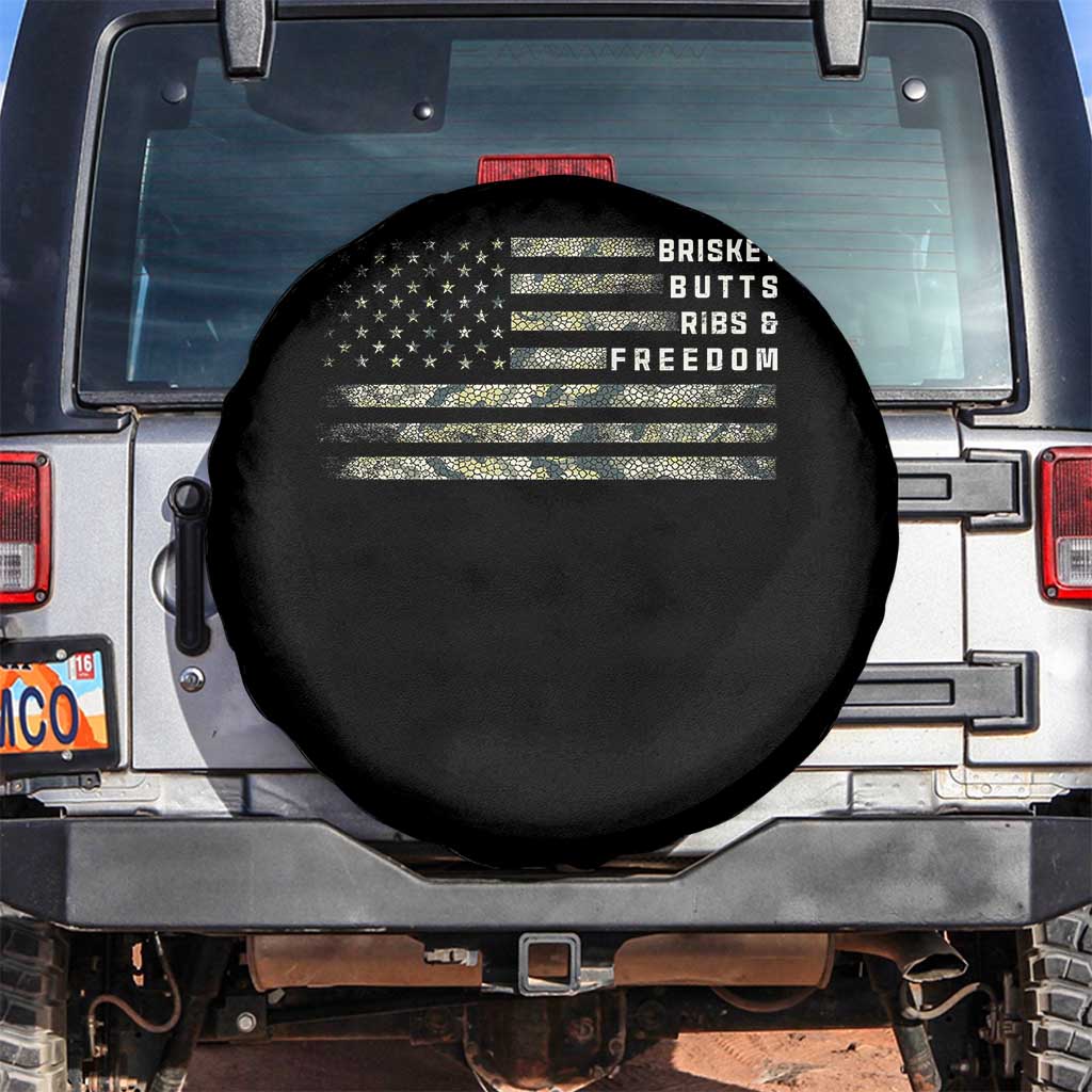 BBQ Spare Tire Cover Grilling Gifts For Grill Dad Meat Smoker Grill Camo Flag