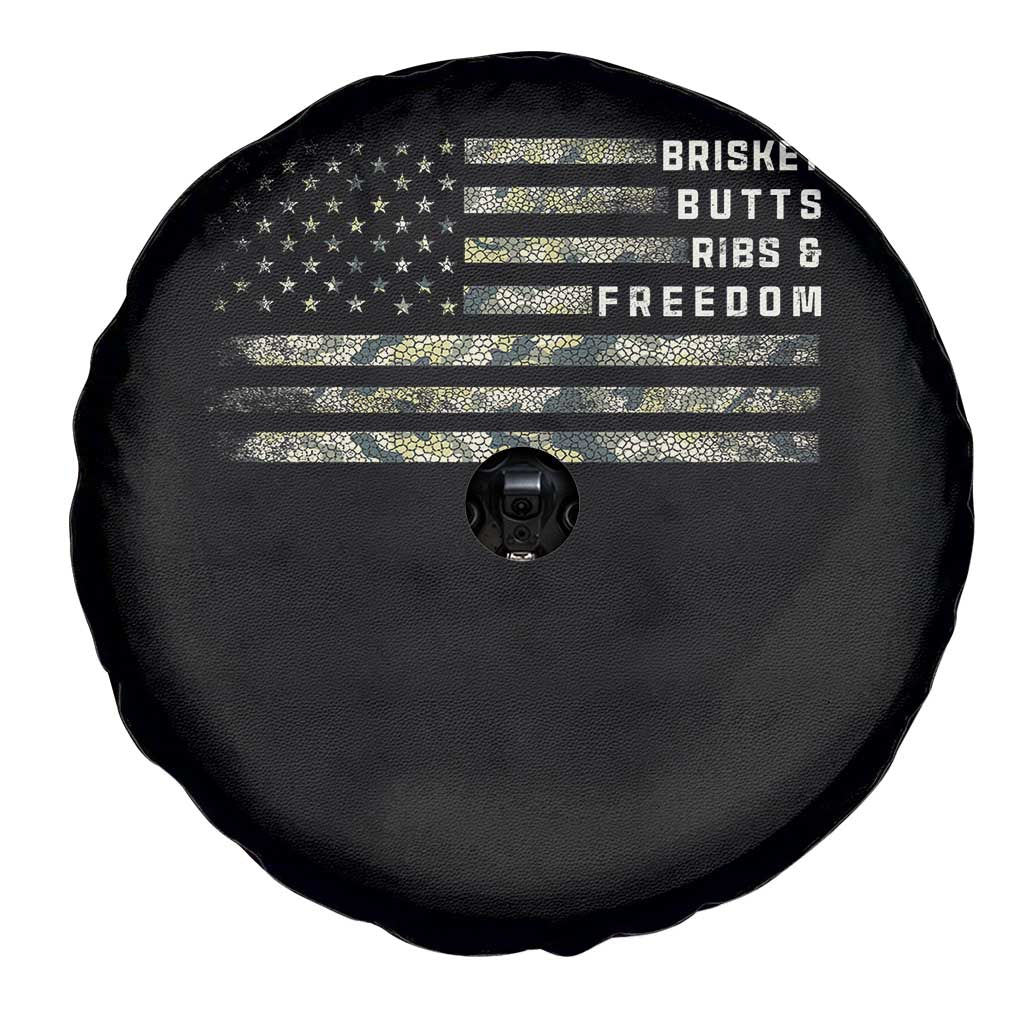BBQ Spare Tire Cover Grilling Gifts For Grill Dad Meat Smoker Grill Camo Flag