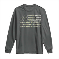 BBQ Long Sleeve Shirt Grilling Gifts For Grill Dad Meat Smoker Grill Camo Flag