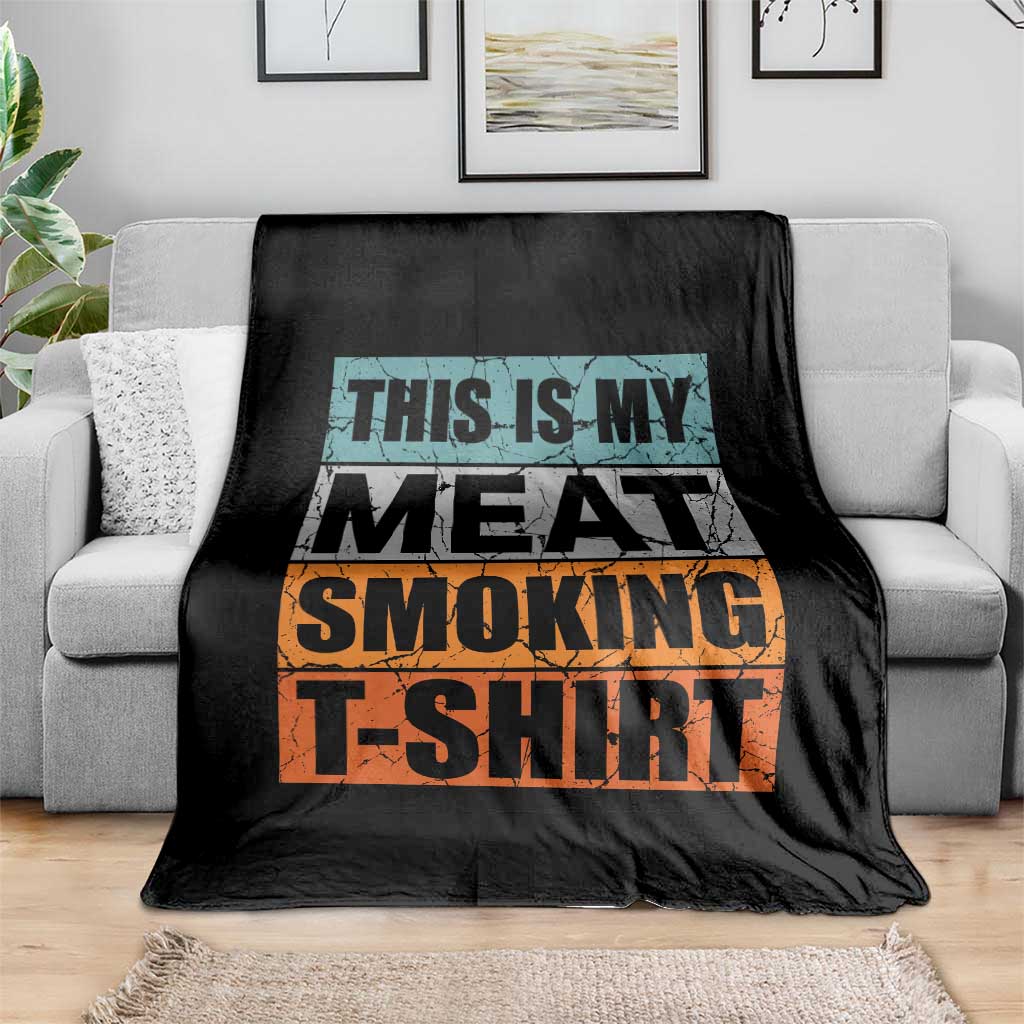 Retro BBQ Smoker This is My Meat Smoking Throw Blanket - Wonder Print Shop
