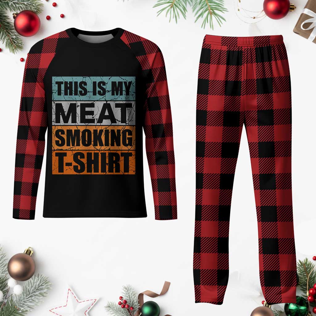 Retro BBQ Smoker This is My Meat Smoking Plaid Pajama Set - Wonder Print Shop
