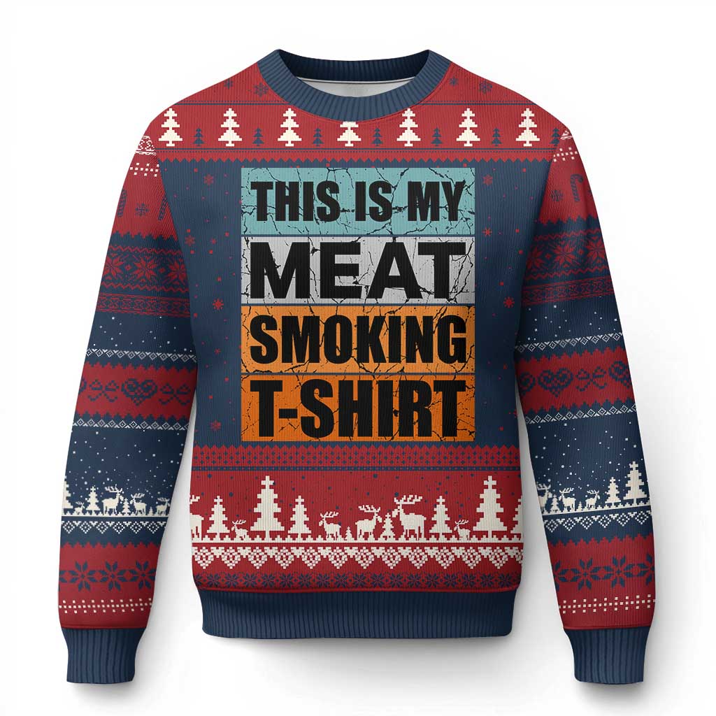 Retro BBQ Smoker This is My Meat Smoking Ugly Christmas Sweater - Wonder Print Shop
