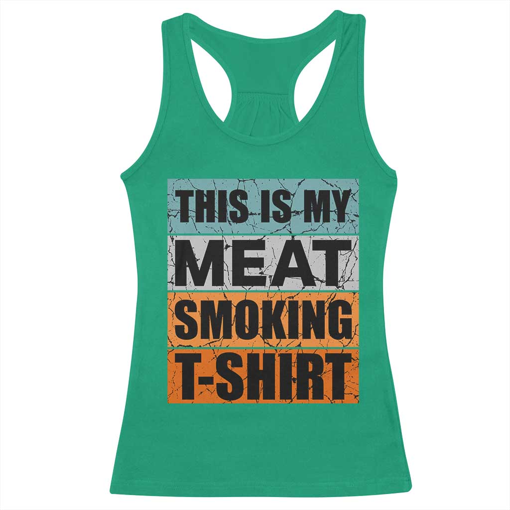 Retro BBQ Smoker This is My Meat Smoking Racerback Tank Top - Wonder Print Shop