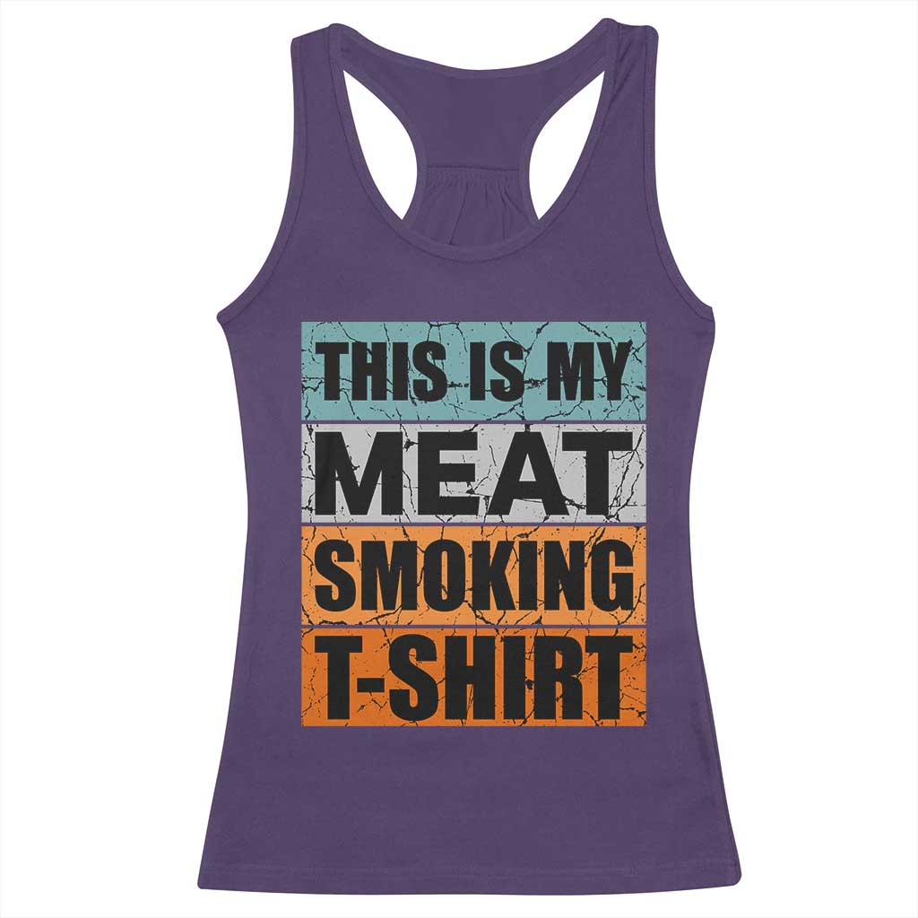 Retro BBQ Smoker This is My Meat Smoking Racerback Tank Top - Wonder Print Shop