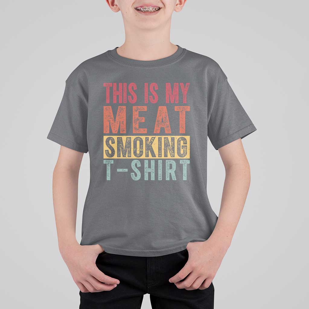 Vintage BBQ This Is My Meat Smoking T Shirt For Kid - Wonder Print Shop