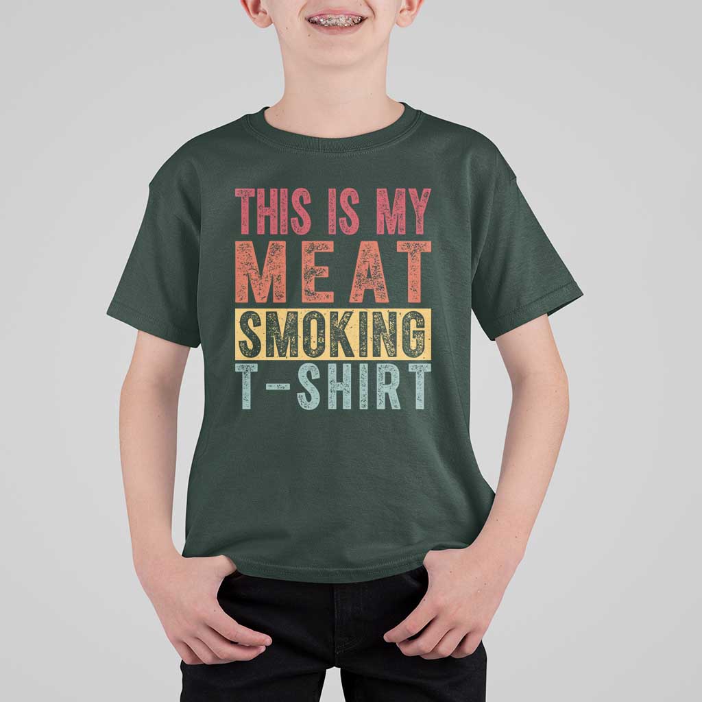 Vintage BBQ This Is My Meat Smoking T Shirt For Kid - Wonder Print Shop