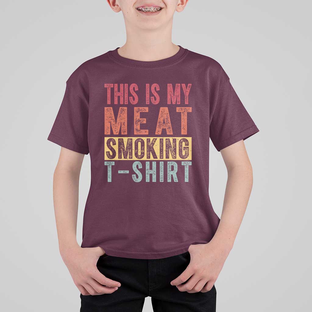 Vintage BBQ This Is My Meat Smoking T Shirt For Kid - Wonder Print Shop