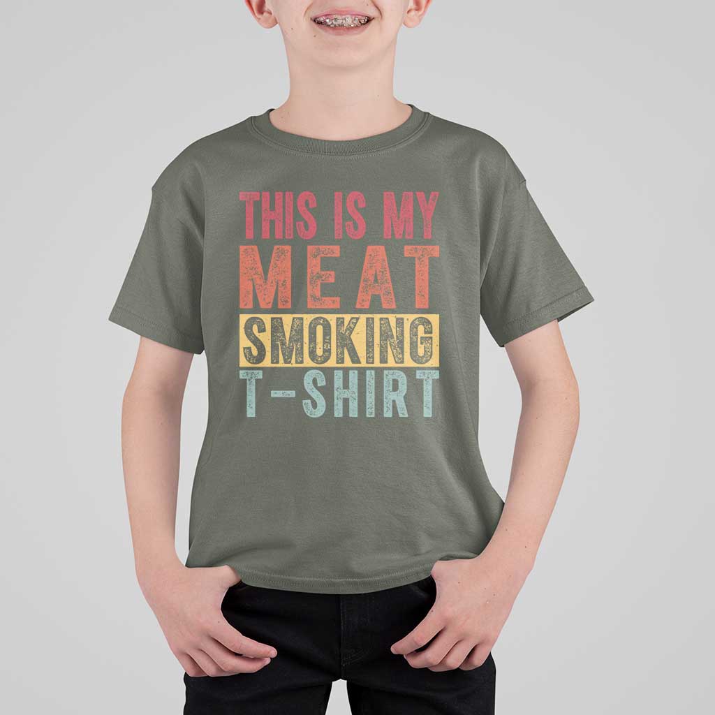 Vintage BBQ This Is My Meat Smoking T Shirt For Kid - Wonder Print Shop
