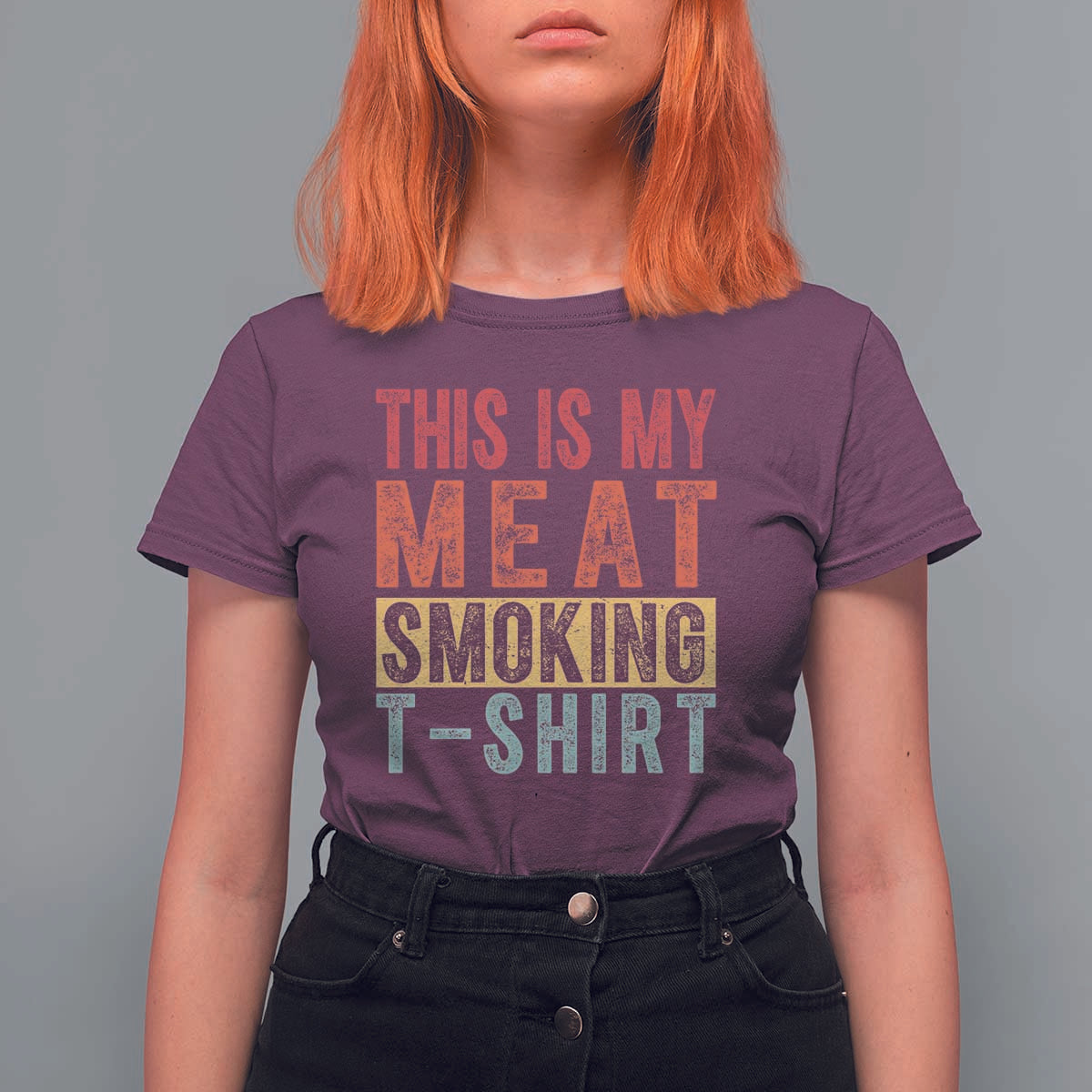 Vintage BBQ This Is My Meat Smoking T Shirt For Women - Wonder Print Shop