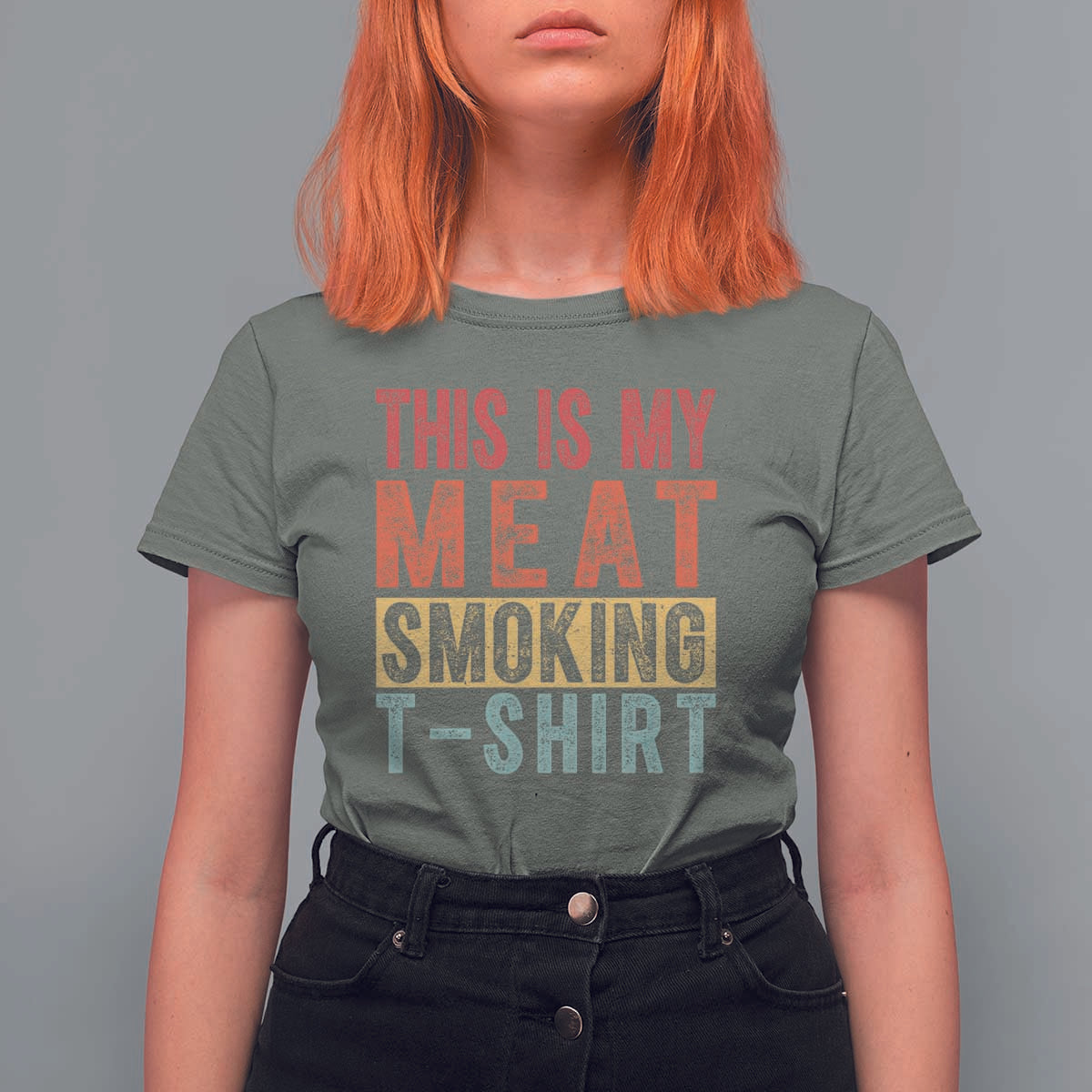 Vintage BBQ This Is My Meat Smoking T Shirt For Women - Wonder Print Shop