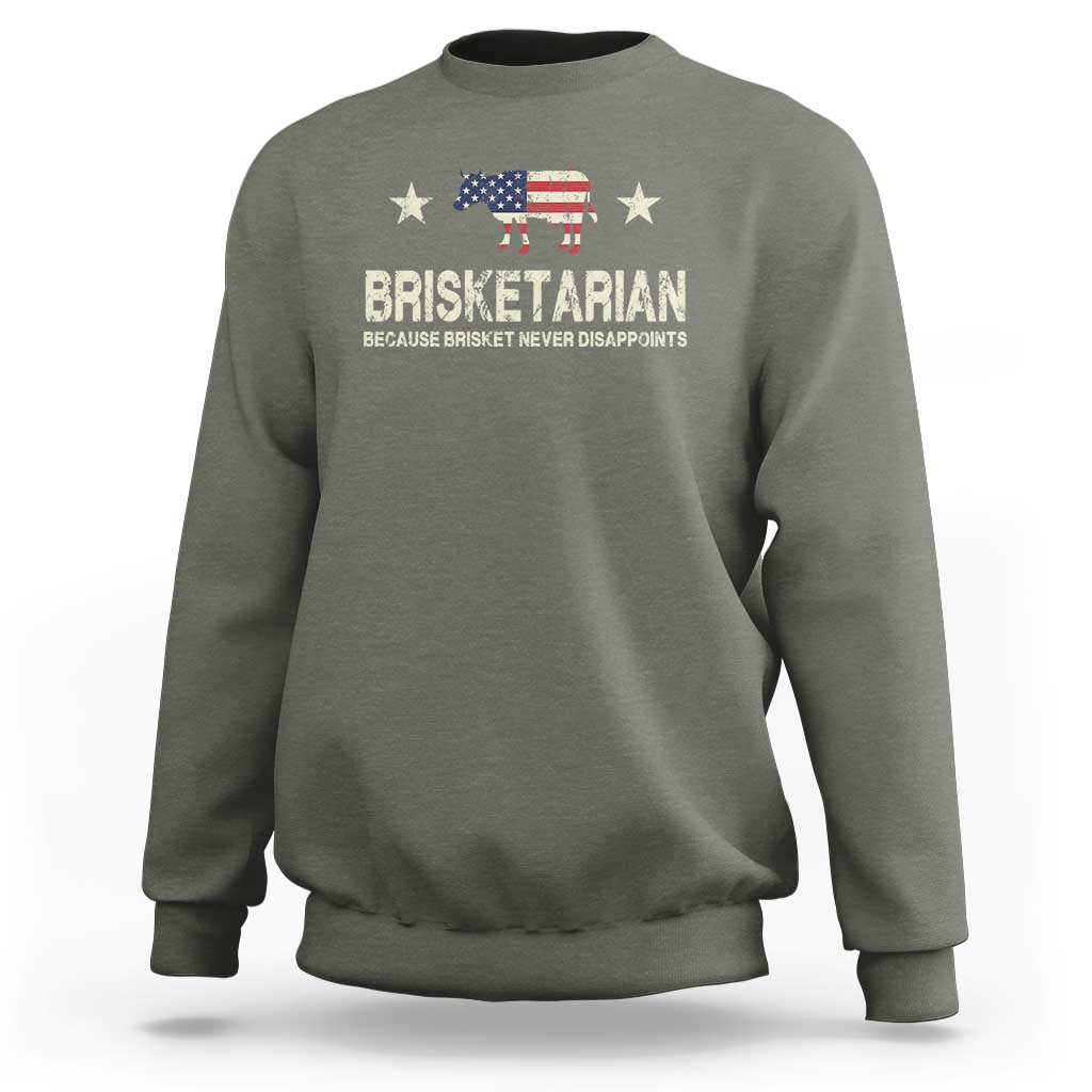 BBQ Sweatshirt Brisketarian Because Brisket Never Disappoints American Flag - Wonder Print Shop