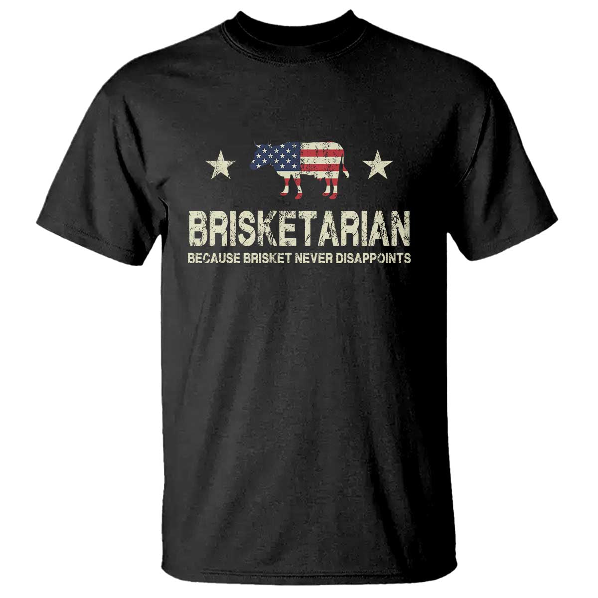 BBQ T Shirt Brisketarian Because Brisket Never Disappoints American Flag - Wonder Print Shop