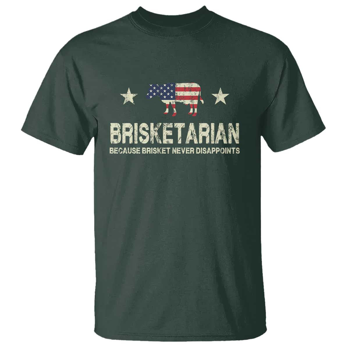 BBQ T Shirt Brisketarian Because Brisket Never Disappoints American Flag - Wonder Print Shop