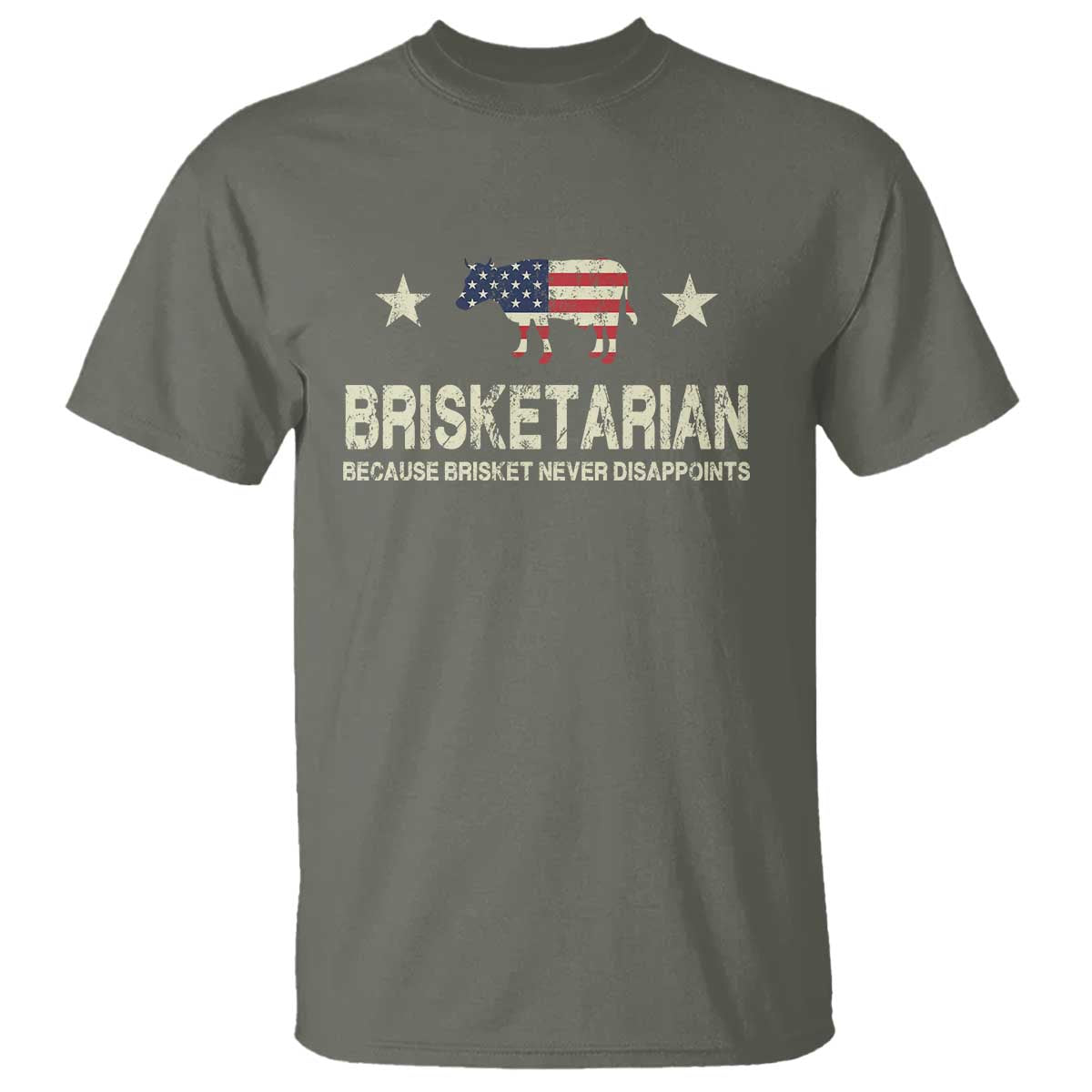 BBQ T Shirt Brisketarian Because Brisket Never Disappoints American Flag - Wonder Print Shop