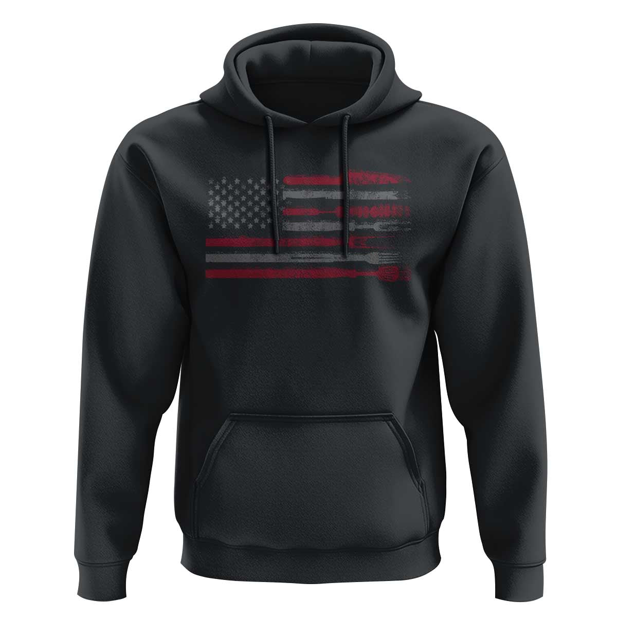 BBQ Hoodie With Red Line American Flag Meat Smoker Grilling Gifts