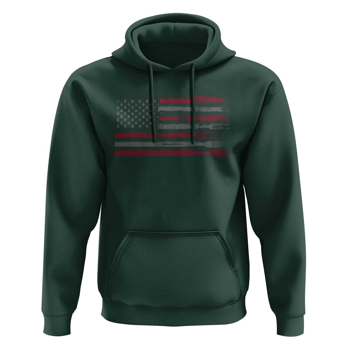 BBQ Hoodie With Red Line American Flag Meat Smoker Grilling Gifts