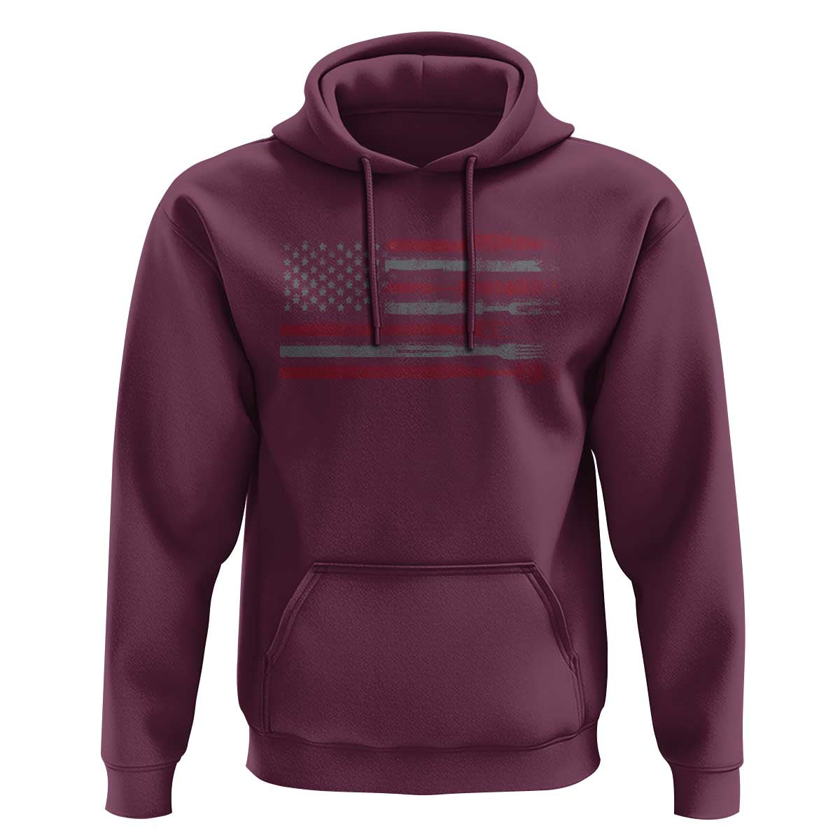BBQ Hoodie With Red Line American Flag Meat Smoker Grilling Gifts