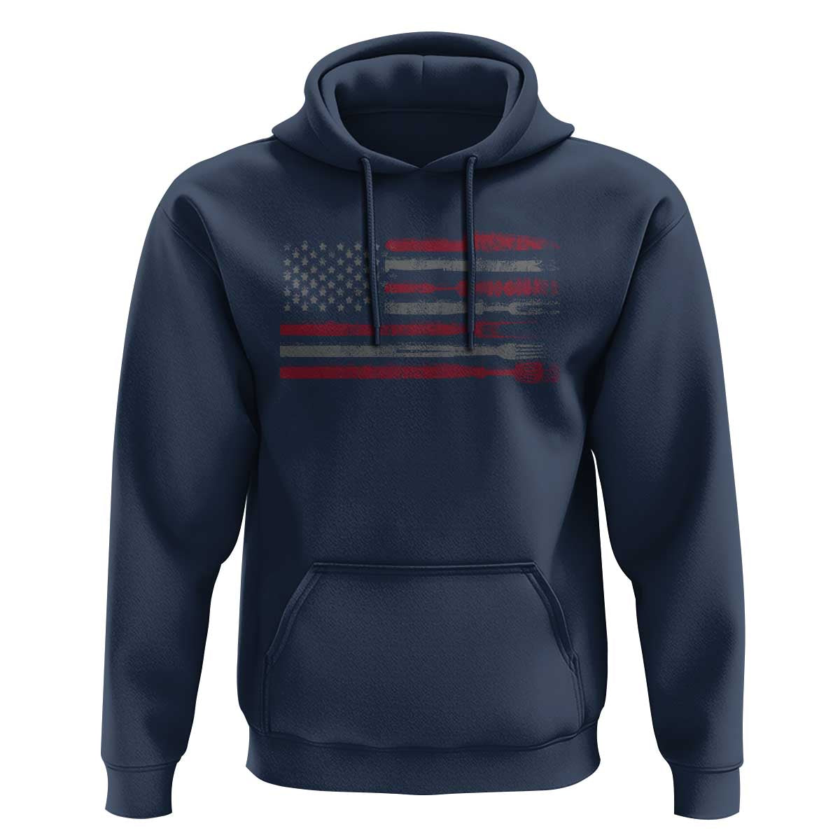 BBQ Hoodie With Red Line American Flag Meat Smoker Grilling Gifts