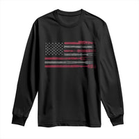 BBQ Long Sleeve Shirt With Red Line American Flag Meat Smoker Grilling Gifts