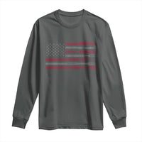 BBQ Long Sleeve Shirt With Red Line American Flag Meat Smoker Grilling Gifts