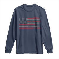 BBQ Long Sleeve Shirt With Red Line American Flag Meat Smoker Grilling Gifts