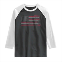 BBQ Raglan Shirt With Red Line American Flag Meat Smoker Grilling Gifts