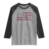 BBQ Raglan Shirt With Red Line American Flag Meat Smoker Grilling Gifts