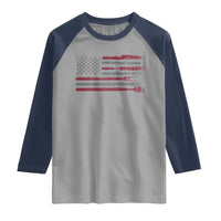 BBQ Raglan Shirt With Red Line American Flag Meat Smoker Grilling Gifts
