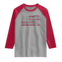 BBQ Raglan Shirt With Red Line American Flag Meat Smoker Grilling Gifts
