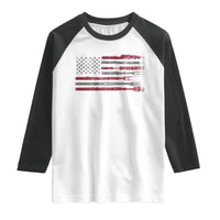BBQ Raglan Shirt With Red Line American Flag Meat Smoker Grilling Gifts