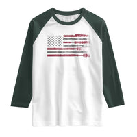 BBQ Raglan Shirt With Red Line American Flag Meat Smoker Grilling Gifts