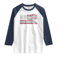 BBQ Raglan Shirt With Red Line American Flag Meat Smoker Grilling Gifts