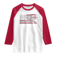 BBQ Raglan Shirt With Red Line American Flag Meat Smoker Grilling Gifts