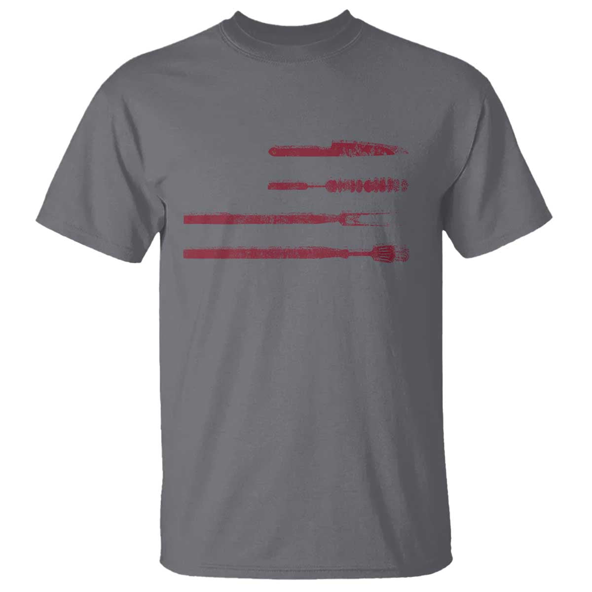 BBQ T Shirt With Red Line American Flag Meat Smoker Grilling Gifts - Wonder Print Shop