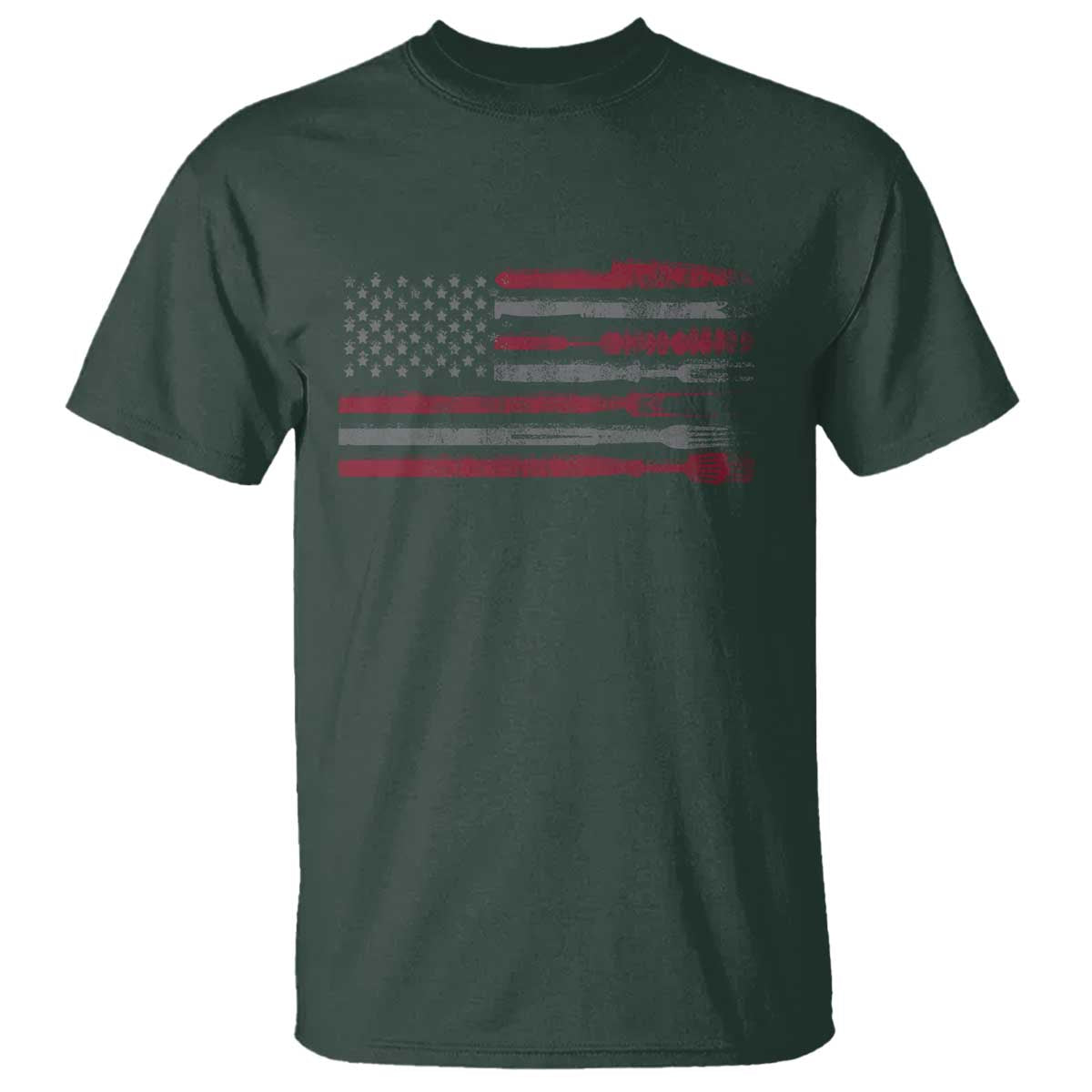 BBQ T Shirt With Red Line American Flag Meat Smoker Grilling Gifts - Wonder Print Shop