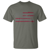 BBQ T Shirt With Red Line American Flag Meat Smoker Grilling Gifts - Wonder Print Shop