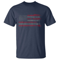 BBQ T Shirt With Red Line American Flag Meat Smoker Grilling Gifts - Wonder Print Shop