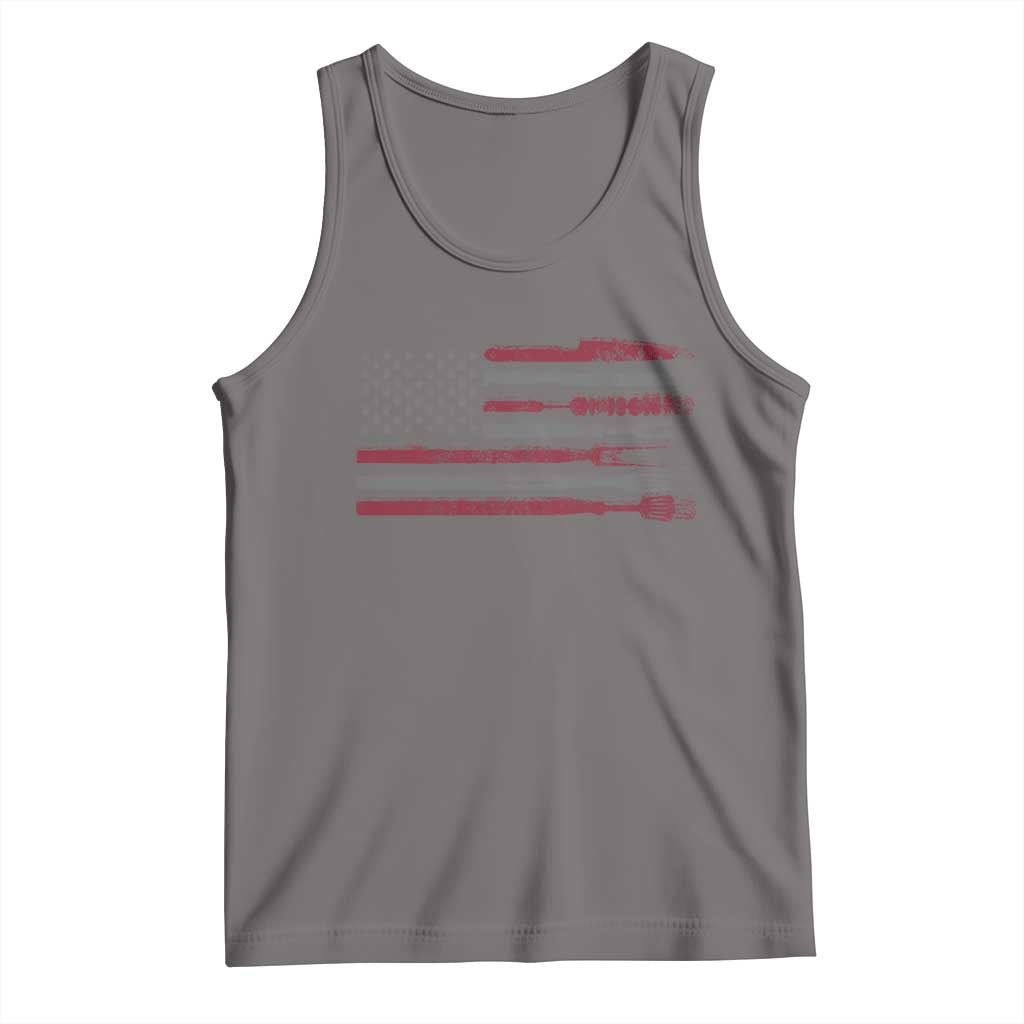 BBQ Tank Top With Red Line American Flag Meat Smoker Grilling Gifts