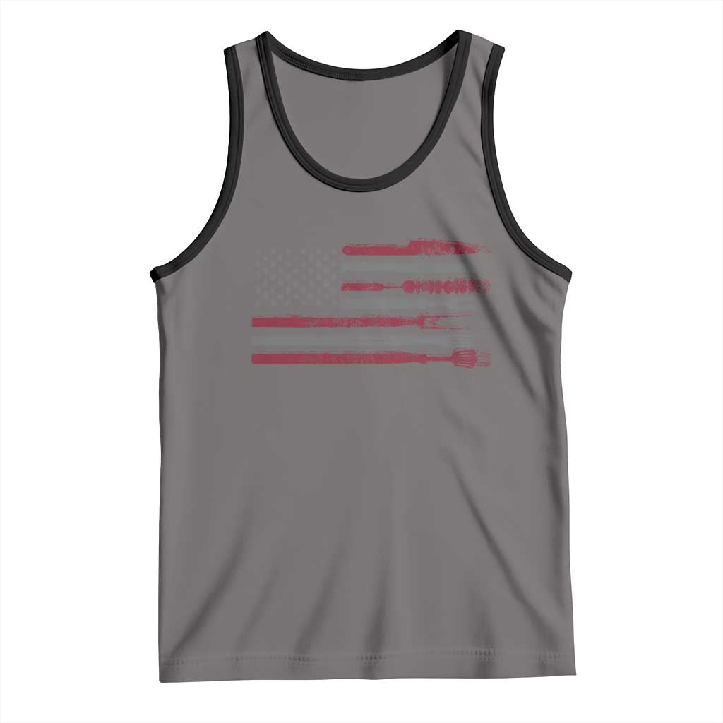 BBQ Tank Top With Red Line American Flag Meat Smoker Grilling Gifts