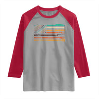 BBQ Raglan Shirt With American Flag Brisket Butts Ribs and Freedom Grilling Gifts