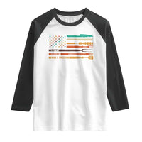 BBQ Raglan Shirt With American Flag Brisket Butts Ribs and Freedom Grilling Gifts