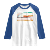 BBQ Raglan Shirt With American Flag Brisket Butts Ribs and Freedom Grilling Gifts