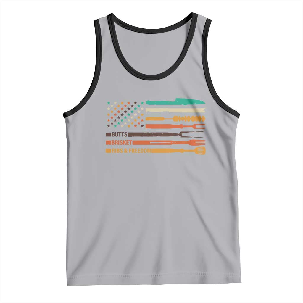BBQ Tank Top With American Flag Brisket Butts Ribs and Freedom Grilling Gifts