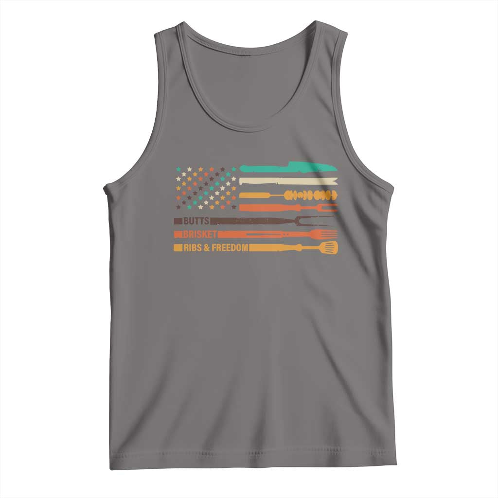 BBQ Tank Top With American Flag Brisket Butts Ribs and Freedom Grilling Gifts
